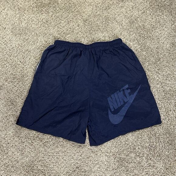 Vintage 90s Nike Swoosh Nylon Swim Shorts Men's Large UnLined Big Logo Spell Out - Picture 1 of 3